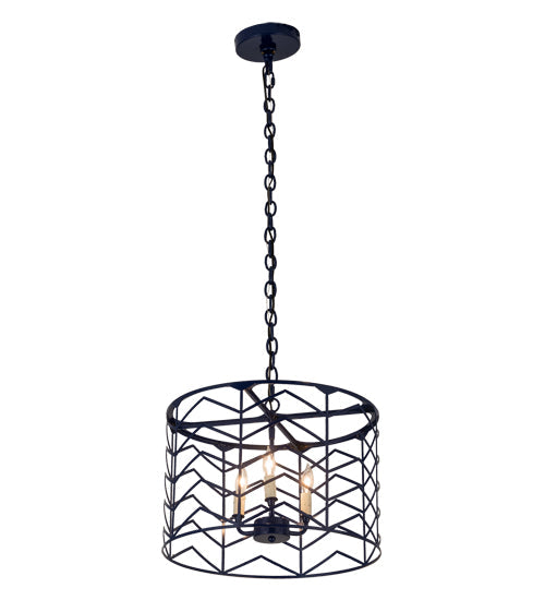 Meyda Lighting Cilindro 18" 3-Light Blue Midnight Picchi Pendant Light With White Faux Candlelight