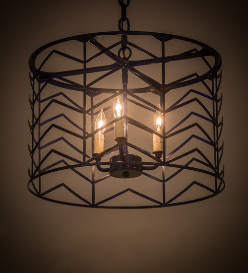 Meyda Lighting Cilindro 18" 3-Light Blue Midnight Picchi Pendant Light With White Faux Candlelight