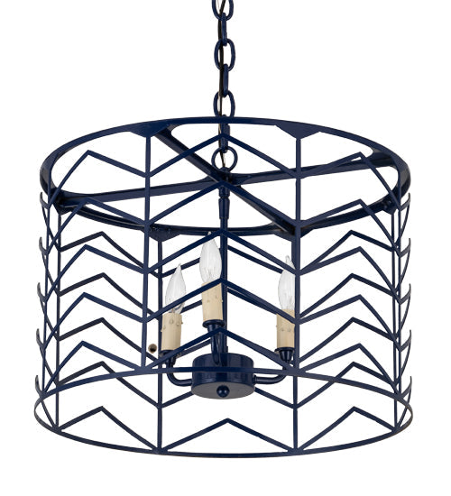 Meyda Lighting Cilindro 18" 3-Light Blue Midnight Picchi Pendant Light With White Faux Candlelight