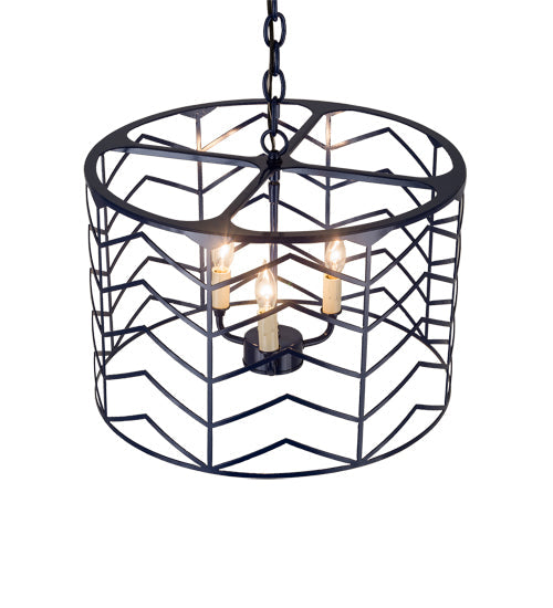 Meyda Lighting Cilindro 18" 3-Light Blue Midnight Picchi Pendant Light With White Faux Candlelight