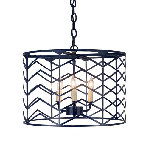 Meyda Lighting Cilindro 18" 3-Light Blue Midnight Picchi Pendant Light With White Faux Candlelight