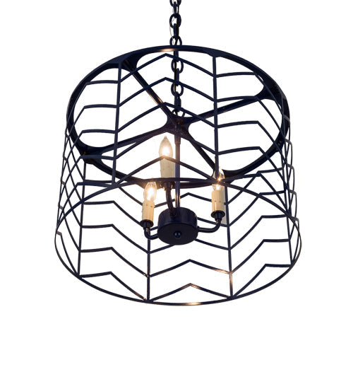 Meyda Lighting Cilindro 18" 3-Light Blue Midnight Picchi Pendant Light With White Faux Candlelight
