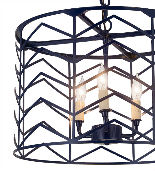 Meyda Lighting Cilindro 18" 3-Light Blue Midnight Picchi Pendant Light With White Faux Candlelight