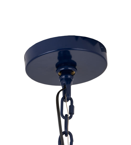 Meyda Lighting Cilindro 18" 3-Light Blue Midnight Picchi Pendant Light With White Faux Candlelight