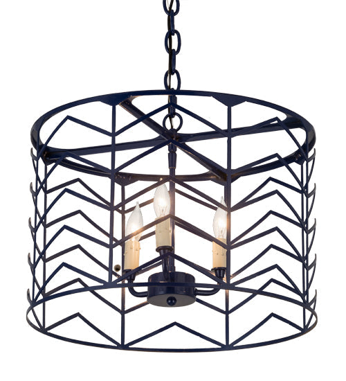 Meyda Lighting Cilindro 18" 3-Light Blue Midnight Picchi Pendant Light With White Faux Candlelight