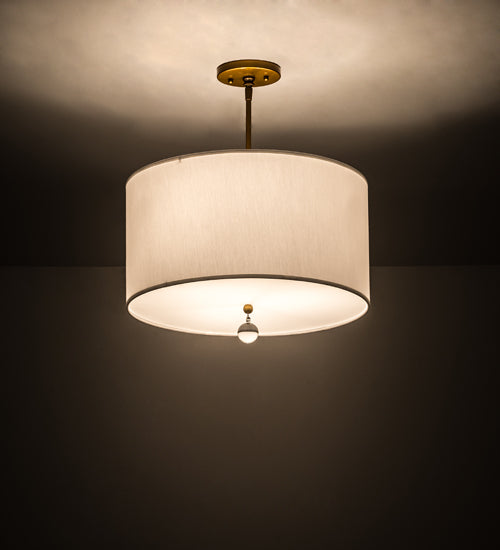 Meyda Lighting Cilindro 18" 3-Light Brass Pendant Light With White Textrene & Statuario Idalight Shade
