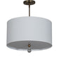 Meyda Lighting Cilindro 18" 3-Light Brass Tint Pendant Light With White Hardbacked Textrene & Statuario Idalight Shade