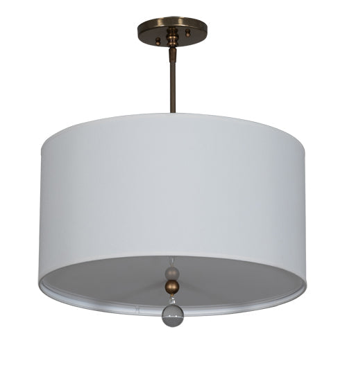 Meyda Lighting Cilindro 18" 3-Light Brass Tint Pendant Light With White Hardbacked Textrene & Statuario Idalight Shade