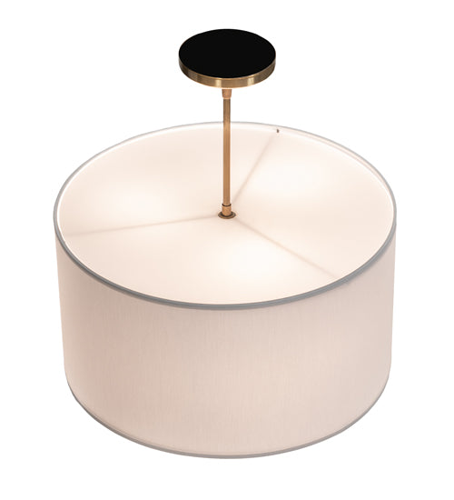 Meyda Lighting Cilindro 18" 3-Light Brass Tint Pendant Light With White Hardbacked Textrene & Statuario Idalight Shade
