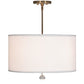 Meyda Lighting Cilindro 18" 3-Light Brass Tint Pendant Light With White Hardbacked Textrene & Statuario Idalight Shade