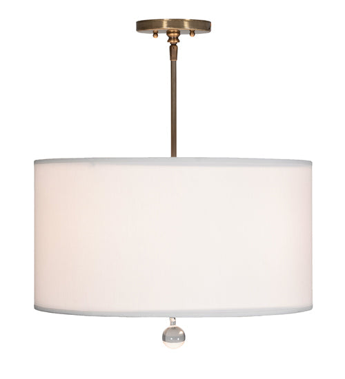 Meyda Lighting Cilindro 18" 3-Light Brass Tint Pendant Light With White Hardbacked Textrene & Statuario Idalight Shade