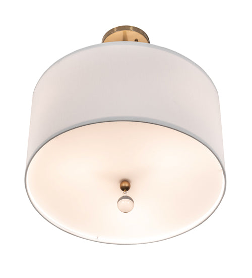 Meyda Lighting Cilindro 18" 3-Light Brass Tint Pendant Light With White Hardbacked Textrene & Statuario Idalight Shade