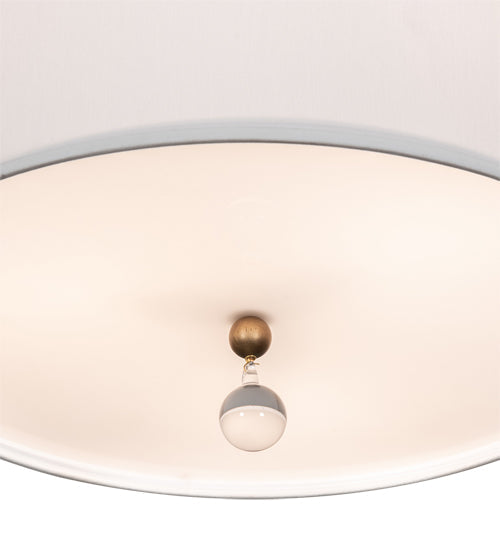Meyda Lighting Cilindro 18" 3-Light Brass Tint Pendant Light With White Hardbacked Textrene & Statuario Idalight Shade