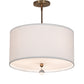 Meyda Lighting Cilindro 18" 3-Light Brass Tint Pendant Light With White Hardbacked Textrene & Statuario Idalight Shade