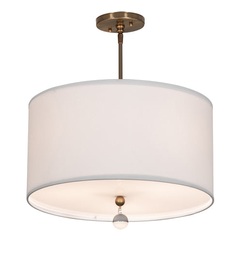 Meyda Lighting Cilindro 18" 3-Light Brass Tint Pendant Light With White Hardbacked Textrene & Statuario Idalight Shade