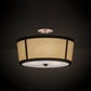 Meyda Lighting Cilindro 18" 3-Light Mahogany Bronze Tapered Semi-flush Mount Light With Beige Natural Textrene Shade