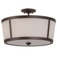 Meyda Lighting Cilindro 18" 3-Light Mahogany Bronze Tapered Semi-flush Mount Light With Beige Natural Textrene Shade