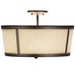 Meyda Lighting Cilindro 18" 3-Light Mahogany Bronze Tapered Semi-flush Mount Light With Beige Natural Textrene Shade
