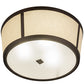 Meyda Lighting Cilindro 18" 3-Light Mahogany Bronze Tapered Semi-flush Mount Light With Beige Natural Textrene Shade