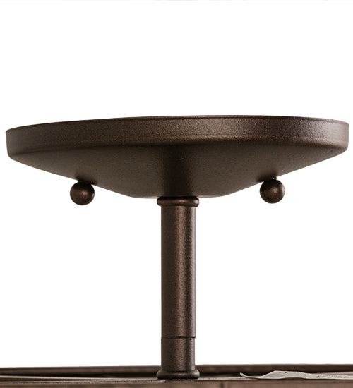 Meyda Lighting Cilindro 18" 3-Light Mahogany Bronze Tapered Semi-flush Mount Light With Beige Natural Textrene Shade