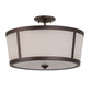 Meyda Lighting Cilindro 18" 3-Light Mahogany Bronze Tapered Semi-flush Mount Light With Beige Natural Textrene & White Contrail Mist Idalight Shade