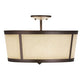 Meyda Lighting Cilindro 18" 3-Light Mahogany Bronze Tapered Semi-flush Mount Light With Beige Natural Textrene & White Contrail Mist Idalight Shade