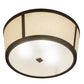 Meyda Lighting Cilindro 18" 3-Light Mahogany Bronze Tapered Semi-flush Mount Light With Beige Natural Textrene & White Contrail Mist Idalight Shade