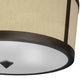 Meyda Lighting Cilindro 18" 3-Light Mahogany Bronze Tapered Semi-flush Mount Light With Beige Natural Textrene & White Contrail Mist Idalight Shade
