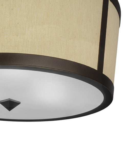 Meyda Lighting Cilindro 18" 3-Light Mahogany Bronze Tapered Semi-flush Mount Light With Beige Natural Textrene & White Contrail Mist Idalight Shade