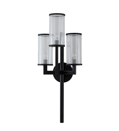 Meyda Lighting Cilindro 18" 3-Light Oil Rubbed Bronze Ashcroft Wall Sconce With Clear Seeded Shade Glass