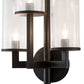 Meyda Lighting Cilindro 18" 3-Light Oil Rubbed Bronze Ashcroft Wall Sconce With Clear Seeded Shade Glass