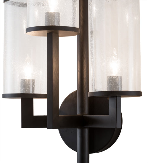 Meyda Lighting Cilindro 18" 3-Light Oil Rubbed Bronze Ashcroft Wall Sconce With Clear Seeded Shade Glass