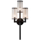 Meyda Lighting Cilindro 18" 3-Light Oil Rubbed Bronze Ashcroft Wall Sconce With Clear Seeded Shade Glass