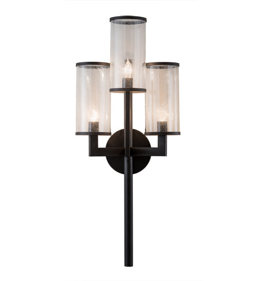 Meyda Lighting Cilindro 18" 3-Light Oil Rubbed Bronze Ashcroft Wall Sconce With Clear Seeded Shade Glass