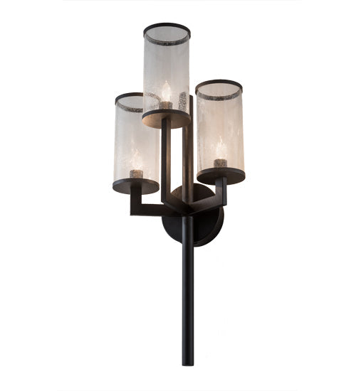 Meyda Lighting Cilindro 18" 3-Light Oil Rubbed Bronze Ashcroft Wall Sconce With Clear Seeded Shade Glass