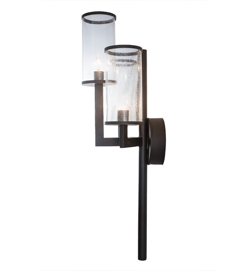 Meyda Lighting Cilindro 18" 3-Light Oil Rubbed Bronze Ashcroft Wall Sconce With Clear Seeded Shade Glass