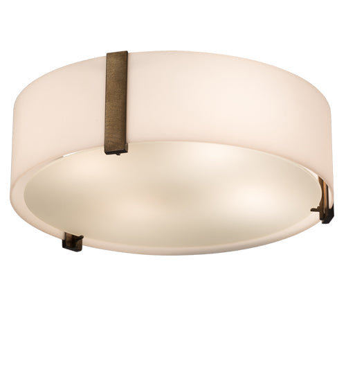 Meyda Lighting Cilindro 18" 4-Light Antique Copper Bartel Flush Mount Light With Frosted Clear Statuario Idalight Shade Glass