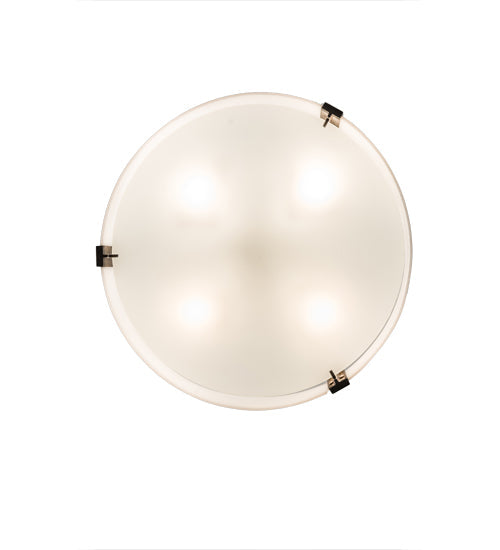 Meyda Lighting Cilindro 18" 4-Light Antique Copper Bartel Flush Mount Light With Frosted Clear Statuario Idalight Shade Glass