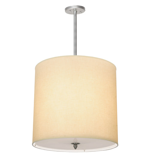Meyda Lighting Cilindro 18" 4-Light Nickel Powder Coat Pendant Light With Beige & White Textrene Shade
