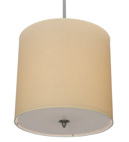 Meyda Lighting Cilindro 18" 4-Light Nickel Powder Coat Pendant Light With Beige & White Textrene Shade