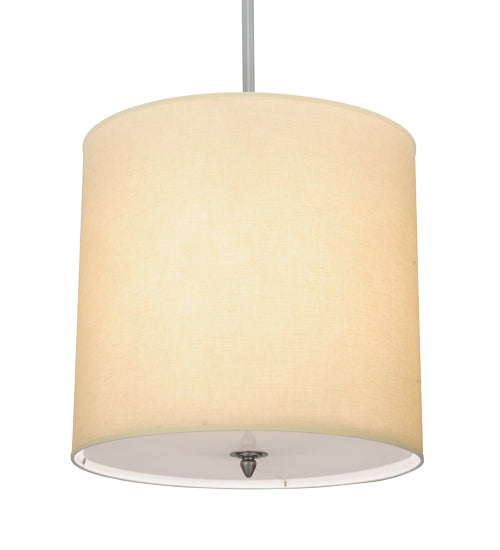 Meyda Lighting Cilindro 18" 4-Light Nickel Powder Coat Pendant Light With Beige & White Textrene Shade