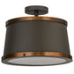 Meyda Lighting Cilindro 18" 4-Light Oil Rubbed Bronze & Copper Accents Reel Semi-flush Mount Ceiling Light With Black and White Shade