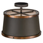 Meyda Lighting Cilindro 18" 4-Light Oil Rubbed Bronze & Copper Accents Reel Semi-flush Mount Ceiling Light With Black and White Shade