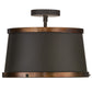 Meyda Lighting Cilindro 18" 4-Light Oil Rubbed Bronze & Copper Accents Reel Semi-flush Mount Ceiling Light With Black and White Shade