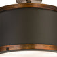 Meyda Lighting Cilindro 18" 4-Light Oil Rubbed Bronze & Copper Accents Reel Semi-flush Mount Ceiling Light With Black and White Shade