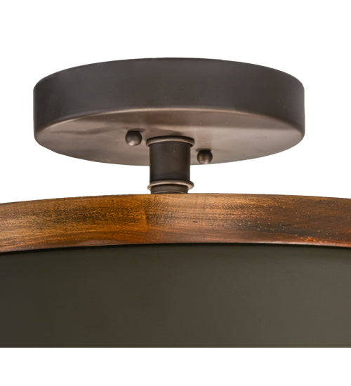 Meyda Lighting Cilindro 18" 4-Light Oil Rubbed Bronze & Copper Accents Reel Semi-flush Mount Ceiling Light With Black and White Shade
