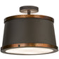 Meyda Lighting Cilindro 18" 4-Light Oil Rubbed Bronze & Copper Accents Reel Semi-flush Mount Ceiling Light With Black and White Shade