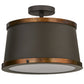 Meyda Lighting Cilindro 18" 4-Light Oil Rubbed Bronze & Copper Accents Reel Semi-flush Mount Light With White Statuario Idalight Shade