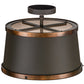 Meyda Lighting Cilindro 18" 4-Light Oil Rubbed Bronze & Copper Accents Reel Semi-flush Mount Light With White Statuario Idalight Shade