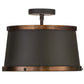 Meyda Lighting Cilindro 18" 4-Light Oil Rubbed Bronze & Copper Accents Reel Semi-flush Mount Light With White Statuario Idalight Shade